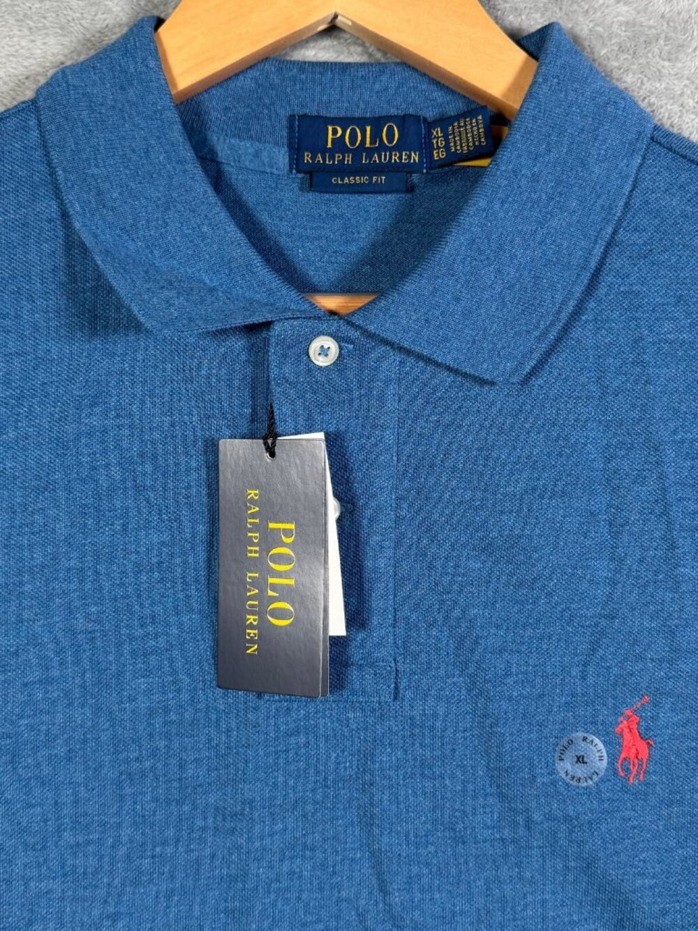 Polo Ralph Lauren Shirt Mens XL Blue Classic Fit Short Sleeve Cotton Pique Mesh